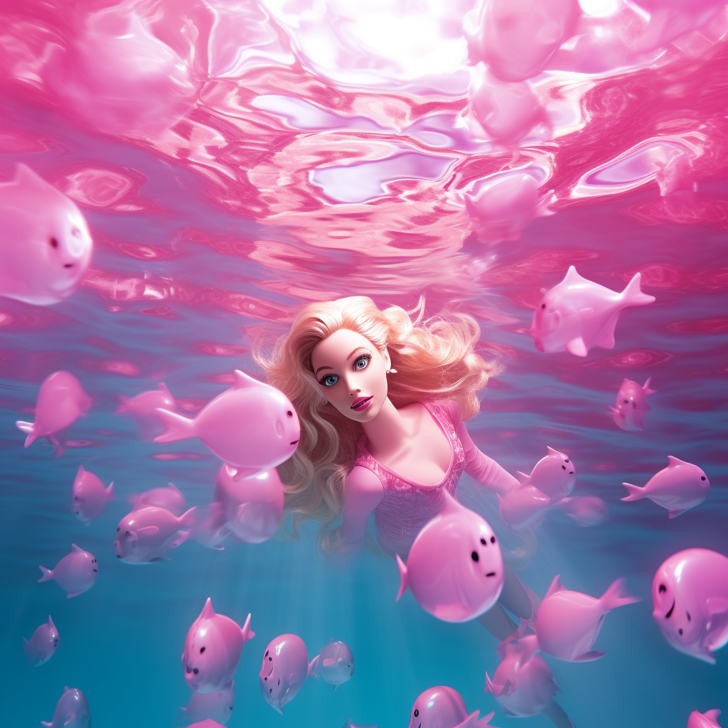 Ai Generated Underwater Barbie Image